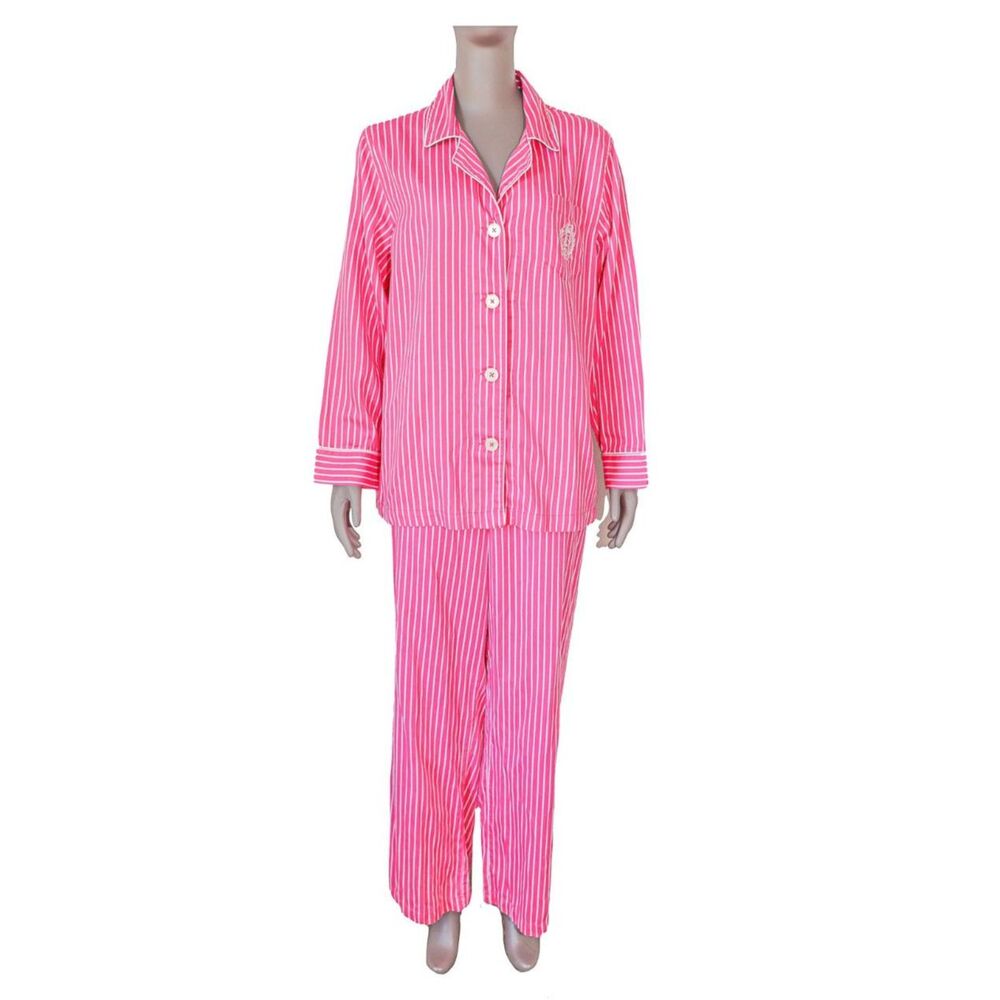 American Living Pink &‎ White Preppy Striped Pajama Matching Set Loungewear XL